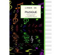 Cahier de Musique 100 pages pour la Composition Musicale: Grand Format | PAPIER BLANC avec 13 Portées par page | Couverture jeune fille pensive.