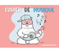 Cahier de Musique 4 grosses portées: cahier de musique enfant et débutant | carnet de partitions vierges pour débuter en solfège | 48 pages | Format 21 x 15 cm