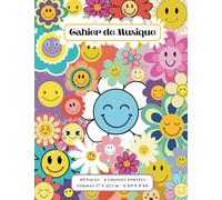 Cahier de Musique 4 grosses portées: Cahier de musique enfants et débutants en solfège, chant, piano... I Carnet de partitions vierges thème Fleurs ... portées par page | Dim. 17 x 22 cm - Broché.