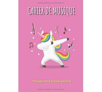Cahier De Musique: 8 Grosses Portées Pour Enfant Débutant - Écriture Musicale - Couverture Licorne