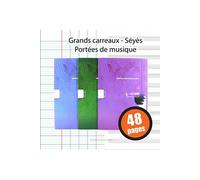Cahier de musique - A4 (21x29,7cm) - Grands carreaux - 48 pages - couverture en carton - sans spirale -