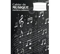Cahier de Musique A4 avec 12 Portées et Carreaux par Page - 100 Pages pour Composition et Solfège - Design Moderne: Parfait pour étudiants en musique, ... de solfège, composition et dictées musicales