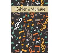 Cahier de Musique: avec 12 portées par page | Carnet de partitions grand format A4 21x 29,7 cm | Pour cours solfège et composition | couverture vintage