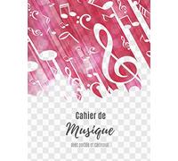 Cahier de Musique avec portée et carreaux: Seyes grand carreaux et portées | cahier de musique et chant : 1 page seyes pour les paroles, annotations ... A4 | cadeau enfant, débutant ou musicien