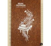 Cahier de Musique avec Portées & Carreaux - Cahier de Musique pour Enfants et Débutants: Papier à musique double portée + lignes carreaux - idéal pour école et solfège