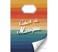 Cahier de musique: avec portées et annotations pour composition musicale - partitions - solfège - Grand format A4 - Couverture Vintage Arc en ciel