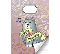 Cahier de musique: avec portées et annotations pour composition musicale - solfège - partitions - 48 pages - Grand format A4 - Couverture Chat Or