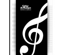 Cahier de Musique avec Portées et Carreaux - Grand Format A4 (21x29.7 cm) - 12 Portées - Partition pour Dictée, Étude, Solfège, Composition Musicale et Chant - Noir