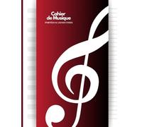 Cahier de Musique avec Portées et Lignes Fines - Grand Format A4 (21x29.7 cm) - 12 Portées - Partition pour Dictée, Étude, Solfège, Composition Musicale et Chant - Rouge