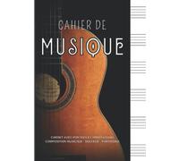 Cahier De Musique: Carnet avec Portées et Annotations Pour La Composition Musicale - Solfège - Partitions | Cahier De Musique Couverture Guitare