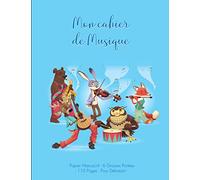 Cahier De Musique: Carnet De Partitions | 6 Grosses Portées | Format A4 | 110 Pages | Cahier de Solfege Débutant Musique et Chant