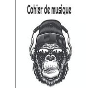 cahier de musique - carnet de partitions -8 portée par page -grand format A5 -couveture gorille: journal de partitions- format 21,59 x 27,94 cm ou 8,5x11 inch