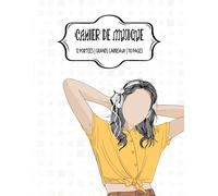 CAHIER DE MUSIQUE: Carnet de Partitions avec Portée et Carreaux | 110 Pages | Grand Format | Couverture Moderne | Idéal Apprentissage Solfège, Cours de Musique, Chant et Composition