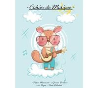 Cahier de musique: Carnet de partitions - Kawaii - Seyes Grands Carreaux et Portées: - 7 portées par page - 110 pages - Format A4 - Cahier de Musique avec Portée, Cahier de Musique et Chant Enfants