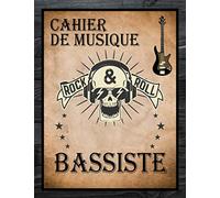 Cahier de Musique: Carnet de Partitions pour Basse - Papier manuscrit - 12 Portées par page - 110 Pages - Grand format A4 - Couverture Vintage (Tablatures et Portées pour Bassiste)