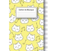 Cahier de musique: Carnet de Partitions vierges Grand Format A4 Pour les musiciens | 12 Portées par Page | Couverture Chat Jaune