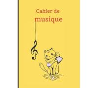 Cahier de musique : chat avec une clef de sol: Carnet de musique - Carnet de partitions avec 12 portées par page - Couverture moderne - 109 pages - Grand format A4 - (Français) Broché.