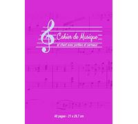 Cahier de Musique et Chant avec Portées et Carreaux 48 pages 21x29,7 cm: Cahier de Musique 10 Portées incluant une Ligne Simple d'écriture entre les ... Notes de Musique - Couleur Rose - Mixte