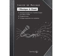 Cahier de musique et Chant: v1-1 Carnet de partitions | pages lignées avec marge pour le chant et pages avec 13 portées pour le solfège convient pour musiciens enfants adultes | noir
