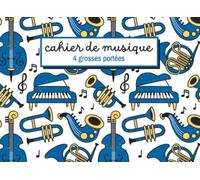 Cahier de Musique grosses portées: 4 portées- 48 pages | carnet de partitions vierges pour enfant et débutant en solfège | petit format 21 x 15 cm