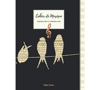 Cahier de Musique INSPIRATION & COMPOSITION Grand Format | 100 Pages | Papier Crème: Couverture fantaisie - Portées Notes Hirondelles.