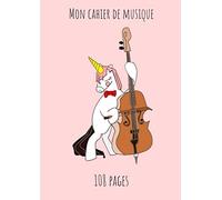 Cahier de musique licorne avec 6 grosses portées