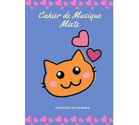 Cahier de musique mixte - Moyenne Portées: Carnet de musique avec portées de taille intermediare | 6 grandes portées par page - une page lignée à ... portée | pour enfant débutant la musique
