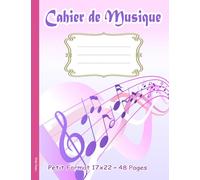 Cahier de Musique Petit Format: 17x22 | Carnet de partitions | 48 Pages - Papier manuscrit | 10 Portées par Pages - Couleur rose