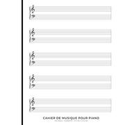 Cahier de musique pour piano: Grand format avec portées vierges pour écrire ses compositions musicales | 21,6 x 27,9 cm