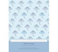 Cahier de Musique | Raie Kawaii | 21,59 x 27,94 cm | 12 portées par page | 110 pages: Cahier de partitions vierges pour étudiants et musiciens