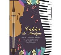 Cahier de musique - Seyes Grands Carreaux - 7 Grosses Portées - Pour Débutant: Carnet de partitions - 110 pages - Format A4