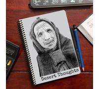 Cahier de notes ROOGU DIN A5 * Homme Portrait Désert * quadrillé 4x4 mm * 100 feuilles * couverture Wire-O * couverture d'artiste * bloc-notes pour notes & pensées