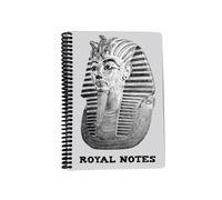 Cahier de notes ROOGU DIN A5 * Masque de Toutankhamon * quadrillé 4x4 mm * 100 feuilles * couverture Wire-O * couverture d'artiste * bloc-notes pour notes et pensées