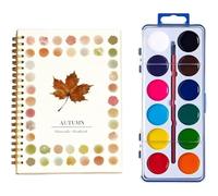Cahier de peinture aquarelle en 12 couleurs avec pinceaux, tutoriel de peinture, papier d'art fait main, fournitures d'art et d'artisanat, cadeau pour adolescents et adultes