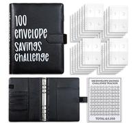 Cahier de Planificateur Budgétaire, Challenge à 100 Enveloppes, Classeur en Cuir A5, Économisez de l'Argent avec 100 Challenges, 25 Pages Intérieures, Défis Budgétaires Amusants pour l'argent
