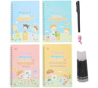 Cahier De Pratique De Magie Française, 4 Pièces, Stylo, Cahier De Calligraphie pour Enfants D'âge Préscolaire, Livre D'écriture Réutilisable pour Enfants De 3 À 8 Ans