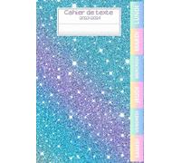 CAHIER DE TEXTE 2023-2024: cahier de texte girly paillettes - arc en ciel | Pour fille - pratique pour toutes les matières, | avec coloriage licorne...