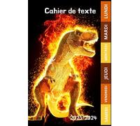 CAHIER DE TEXTE 2023 2024 DINOSAURE: ce1 ce2 cm1 cm2 cp avec coloriage thème dinosaure, pour filles et garçons