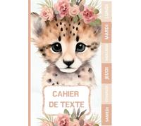 CAHIER DE TEXTE 2023-2024: Lion - cm1 cm2 ce1 ce2 cp - pour filles et garçons avec coloriage animaux et un tableau de multiplication sur la quatrième de couverture