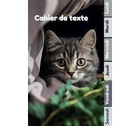 Cahier de texte 2025- 2026 Chat: Pour enfant en CE1, CE2, CM1, CM2, Collège Et Lycée | Pratique Pour Toutes Les Matières -Séparation en couleurs des jours