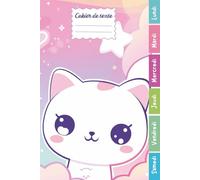 Cahier de Texte 2026 2027 Kawaii: Carnet de Devoirs et Leçons Primaire CP, CE1, CE2, CM1, CM2 | Cahier Pratique et Facile à Utiliser pour Filles avec Repères Colorés