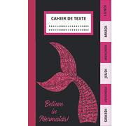 CAHIER DE TEXTE: Cahier De Texte Motif sirène - format pratique pour le cartable 6x9 pouces 107 pages - idée cadeau thème sirène - cahier de texte sirène - cahier scolaire sans spirale