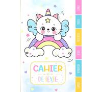 CAHIER DE TEXTE: Chat Licorne kawaii mignon arc en ciel cupcake aquarelle pour fille en primaire avec intérieur en couleurs et coloriages uniques - ... du temps pour une année scolaire réussie