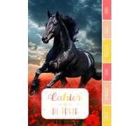 CAHIER DE TEXTE: Cheval Frison nature coquelicot fleurs chevaux animaux avec coloriages pour écoliers garcon fille en primaire cp ce1 ce2 cm1 cm2 ... pour une année scolaire réussie.