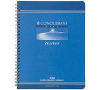 CONQUERANT Cahier de Textes 17x22cm Grands Carreaux Seyès 124 Pages Reliure Intégrale Couverture Carte Coloris Assortis