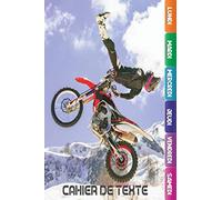 Cahier de texte garçon: moto cross thème , avec jour de la semaine, intercalaire, dessin dedans (intérieur), pour garçon et fille, cp, ce1, ce2, primaire