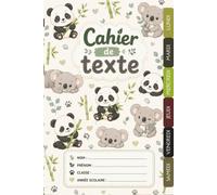 Cahier de Texte Kawaii Koala & Panda: Pour filles et garçons - CP, CE1, CE2, CM1, CM2 - Pratique pour toutes les matières - Motif kawaii - Relié.
