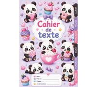Cahier de Texte Panda Kawaii : Pour filles et garçons - CP, CE1, CE2, CM1, CM2 - Pratique pour toutes les matières - Motif kawaii - Relié.