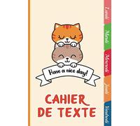 Cahier de texte scolaire 17x22 cm,Papier Seyes Grands Carreaux, onglets hebdomadaires pour se repérer facilement - format pratique pour les cartables