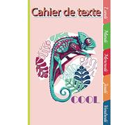 Cahier de texte, Thème Caméléon ,parfait comme cadeau pour la rentrée scolaire ,organisation des devoirs du lundi au vendredi, prise de note,format 15X22cm